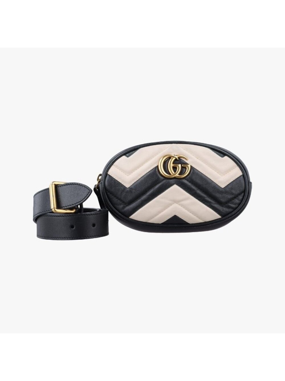 Gucci GG Marmont Black White Leather Handbag